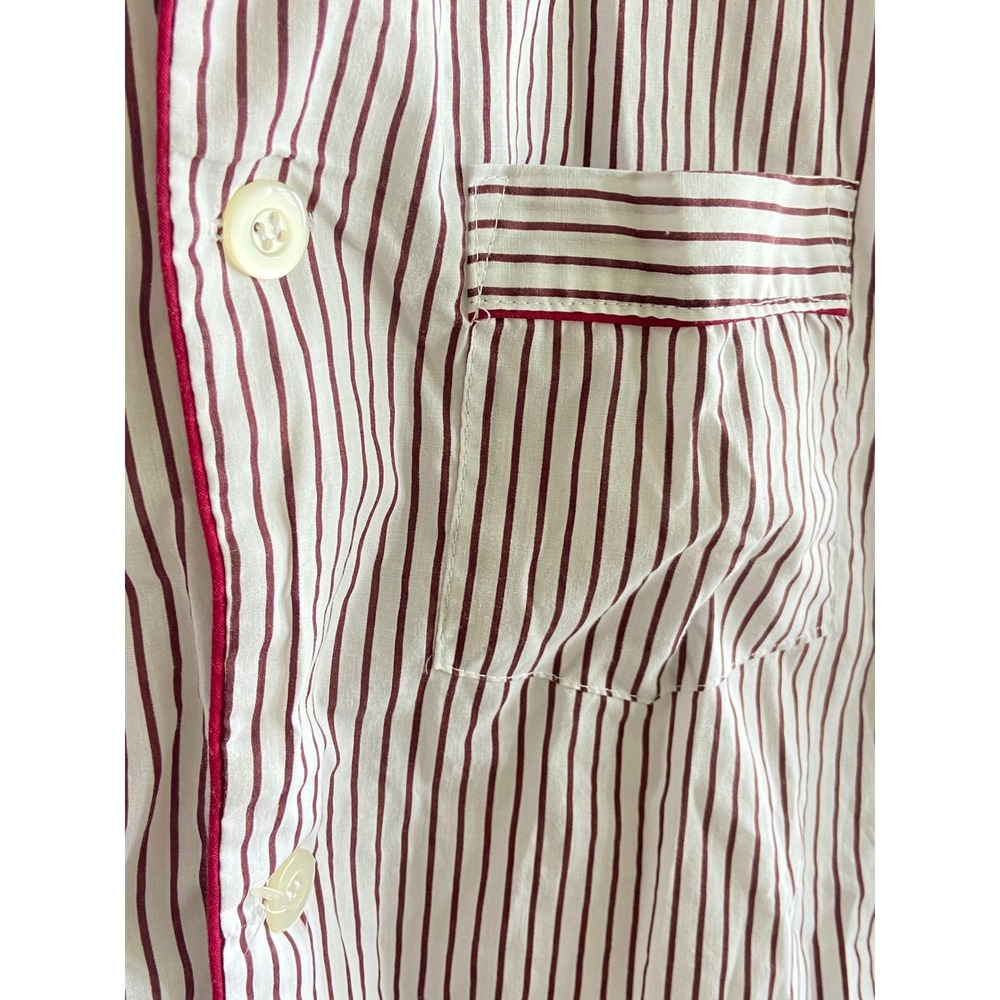 Barrington Mens Pajama Set Medium Burgundy White Striped Cotton Blend Sleepwear - Picture 5 of 10